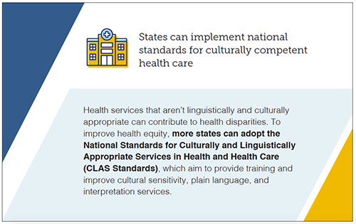 States can implement national standards for culturally competent health care.