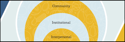 Social-Ecological Model for Understanding Factors that Shape Fruit and Vegetable Access and Intake; Interpersonal, Institutional, Community.
