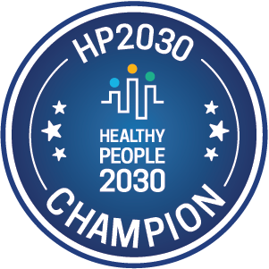 Official Healthy People 2030 Champions web badge.